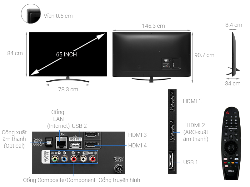Smart Tivi LG 4K 65 inch 65UM7600PTA Mẫu 2019