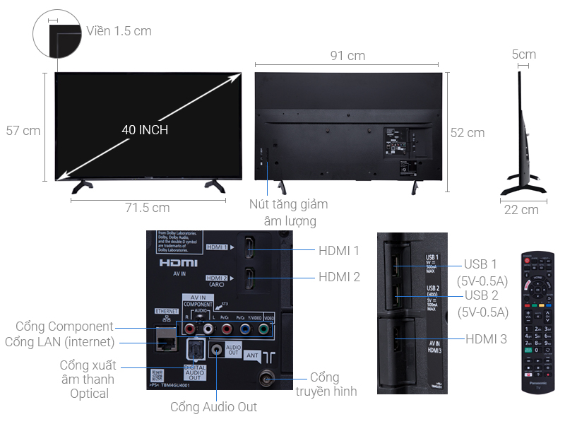 Smart Tivi Panasonic 40 inch TH-40FS500V Mới 2018