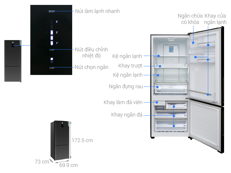 Thông số kỹ thuật Tủ lạnh Electrolux Inverter 418 lít EBE4502BA