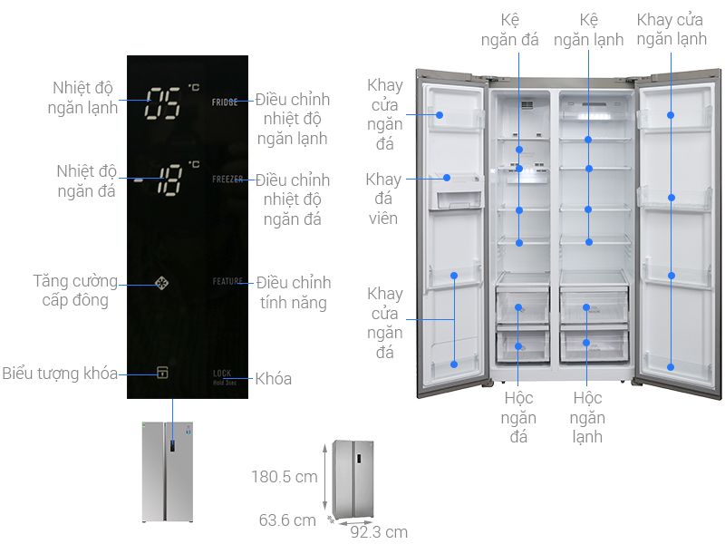 Thông số kỹ thuật Tủ lạnh Electrolux Inverter 541 lít ESE5301AG-VN