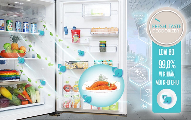 Tiêu diệt 99.8% mùi hôi và vi khuẩn bên trong tủ lạnh