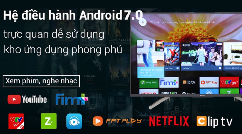 Android Tivi Sony 4K 43 inch KD-43X8500G-Kho ứng dụng phong phú với hệ điều hành Android 7.0