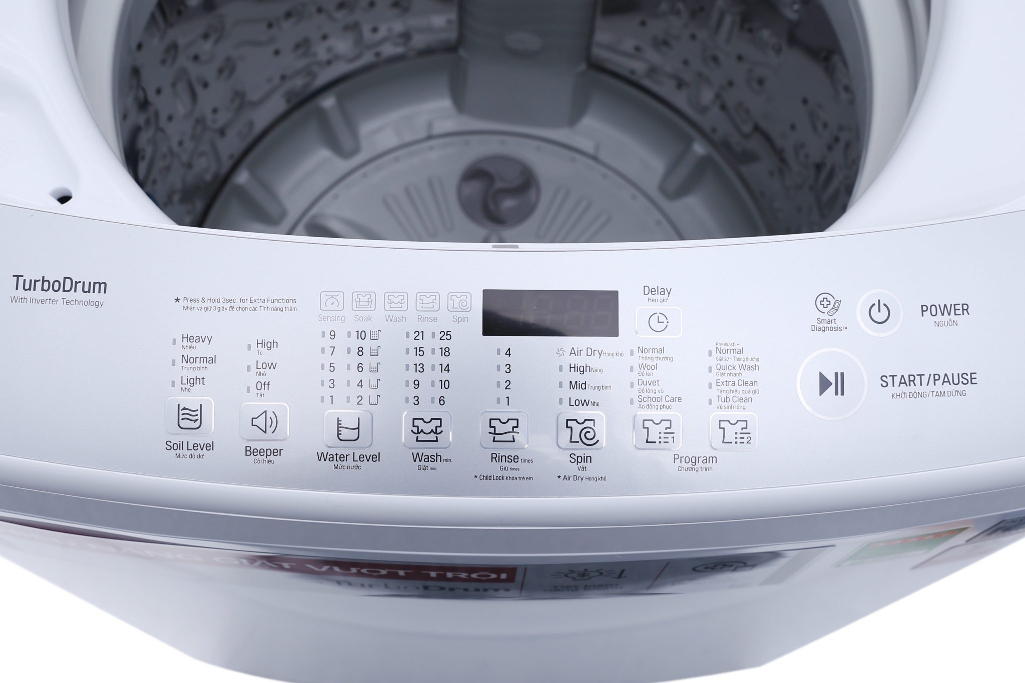 Tính năng tự động vệ sinh lồng giặt tiện lợi với máy giặt T2350VSAW 