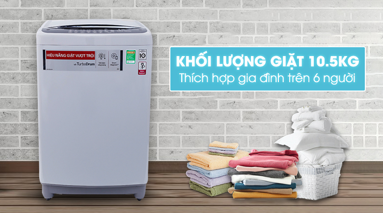 Thiết kế đơn giản, phù hợp với mọi điều kiện nội thất với máy giặt LG Inverter 10,5 kg T2350VSAW