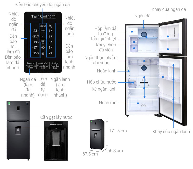 Thông số kỹ thuật Tủ lạnh Samsung Inverter 360 lít RT35K5982BS/SV