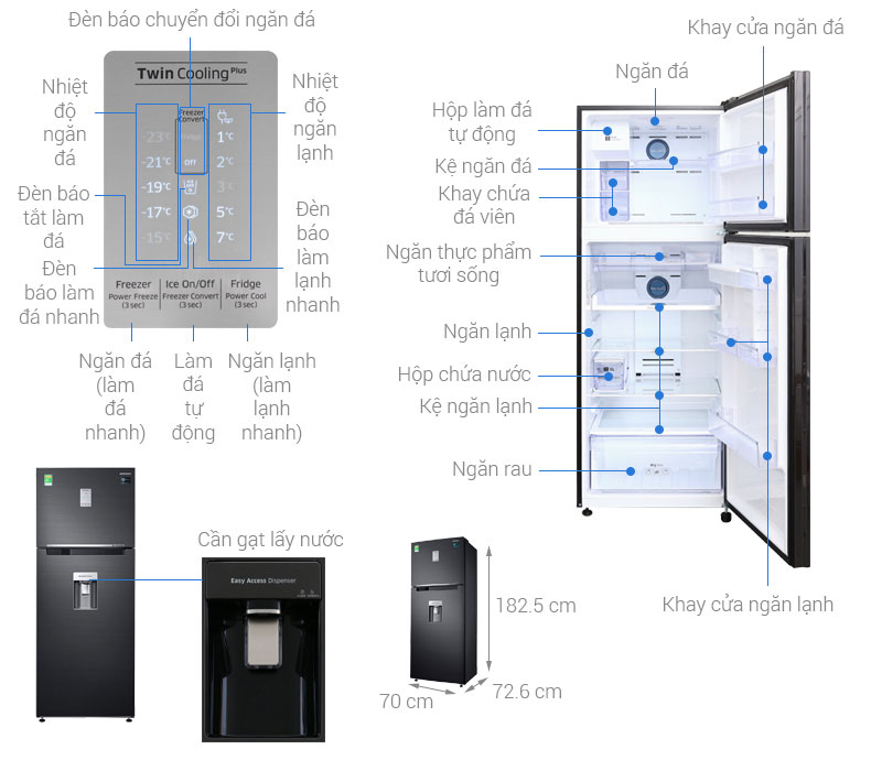 Thông số kỹ thuật Tủ lạnh Samsung Inverter 451 lít RT46K6885BS/SV