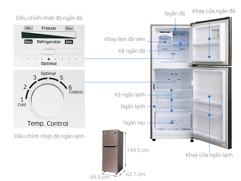 Thông số kỹ thuật Tủ lạnh Samsung Inverter 208 lít RT20HAR8DDX/SV