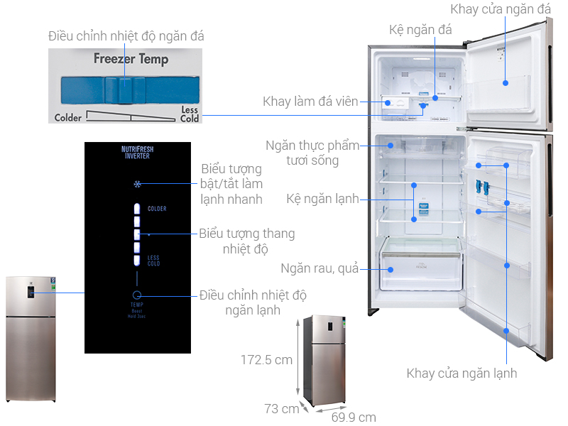 Thông số kỹ thuật Tủ lạnh Electrolux Inverter 426 lít ETB4602GA