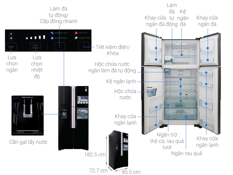 Thông số kỹ thuật Tủ lạnh Hitachi Inverter 540 lít R-FW690PGV7X GBK