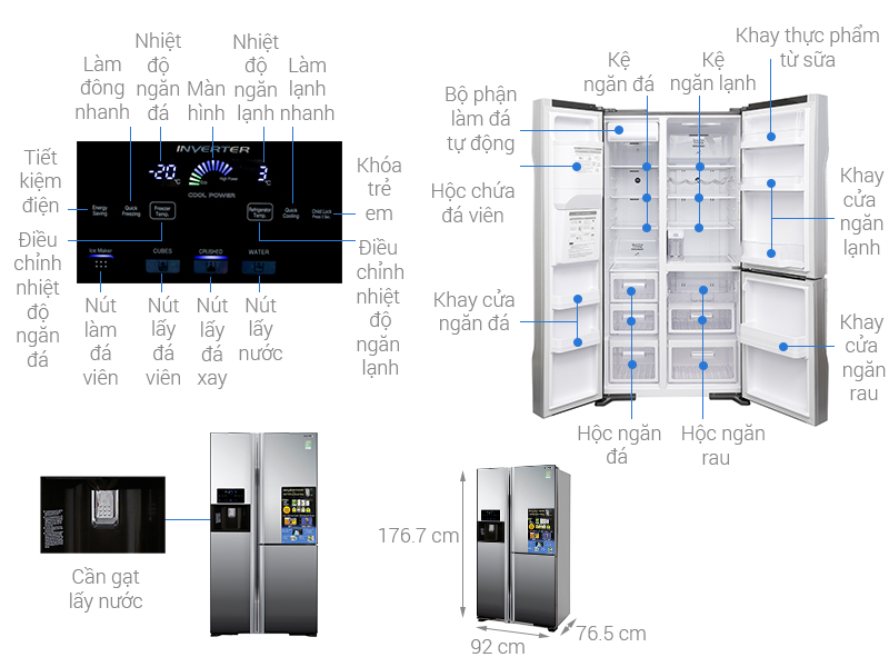 Thông số kỹ thuật Tủ lạnh Hitachi Inverter 584 lít R-M700GPGV2X