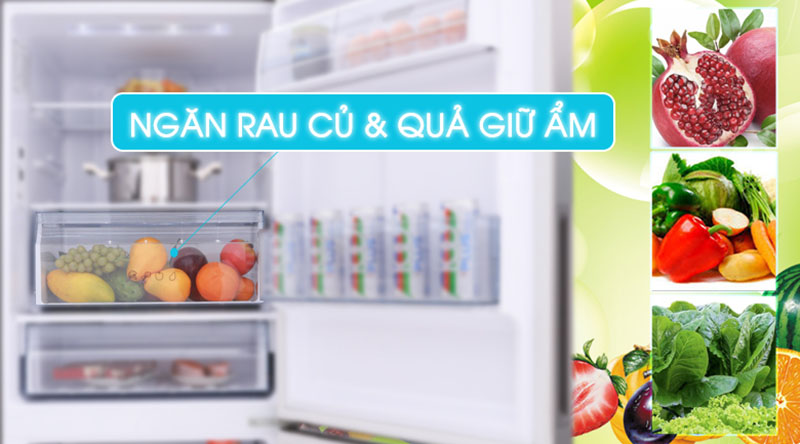 Ngăn giữ ẩm củ quả-Tủ lạnh Panasonic Inverter 255 lít NR-BV289QSV2