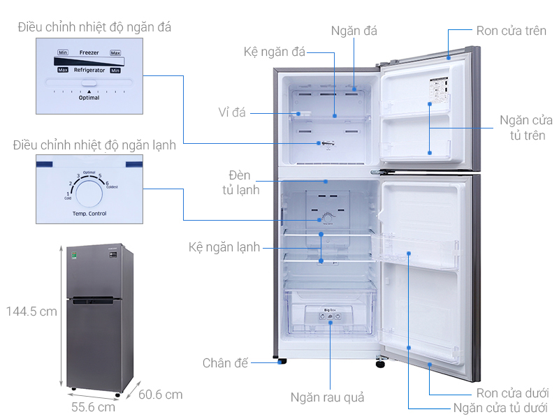 Thông số kỹ thuật Tủ lạnh Samsung Inverter 208 lít RT19M300BGS/SV