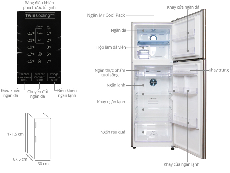 Thông số kỹ thuật Tủ lạnh Samsung 320 lít RT32K5532S8/SV
