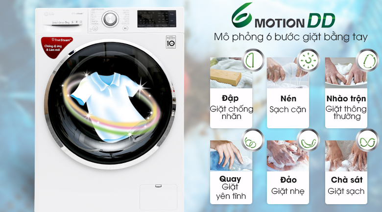 Công nghệ giặt mô phỏng bàn tay con người - Máy giặt LG Inverter 9 kg FC1409S2W