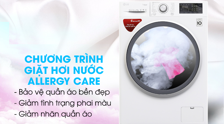 Giặt hơi nước Spa steam - Máy giặt LG Inverter 9 kg FC1409S3W