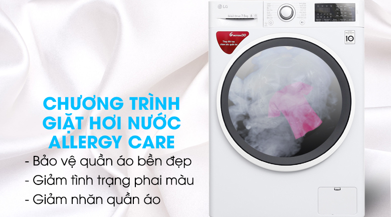 Giặt hơi nước - Máy giặt LG Inverter 7.5 kg FC1475N4W