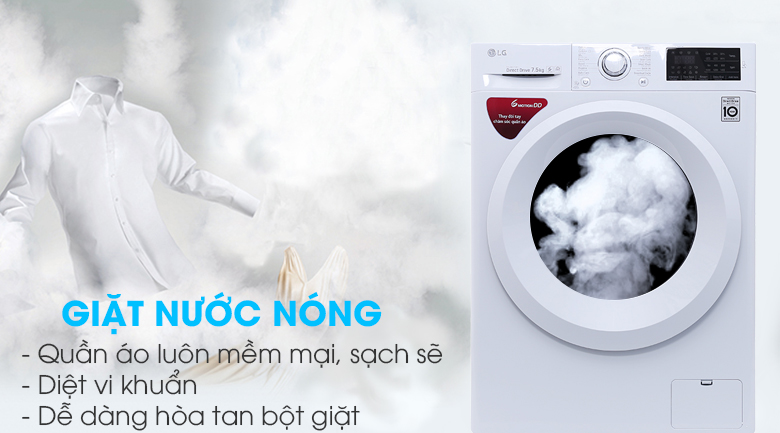 Giặt nước nóng - Máy giặt LG FC1475N5W2