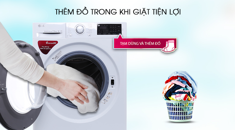 Thêm đồ giặt tiện lợi - Máy giặt LG FC1475N5W2