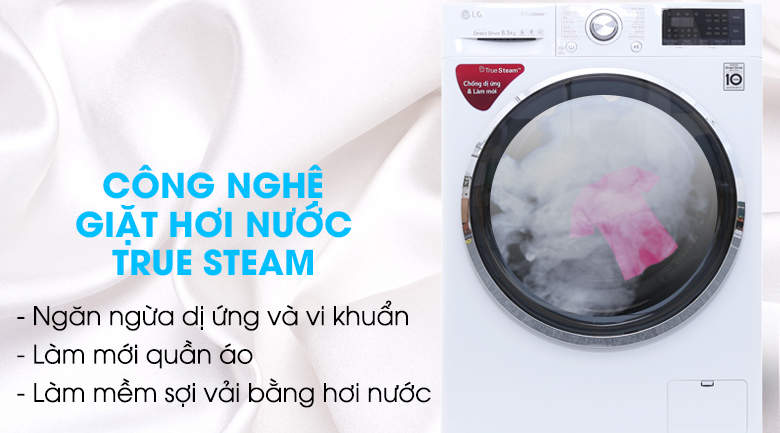 Công nghệ giặt hơi nước Truesteam - Máy giặt LG Inverter 8.5 kg FC1485S2W